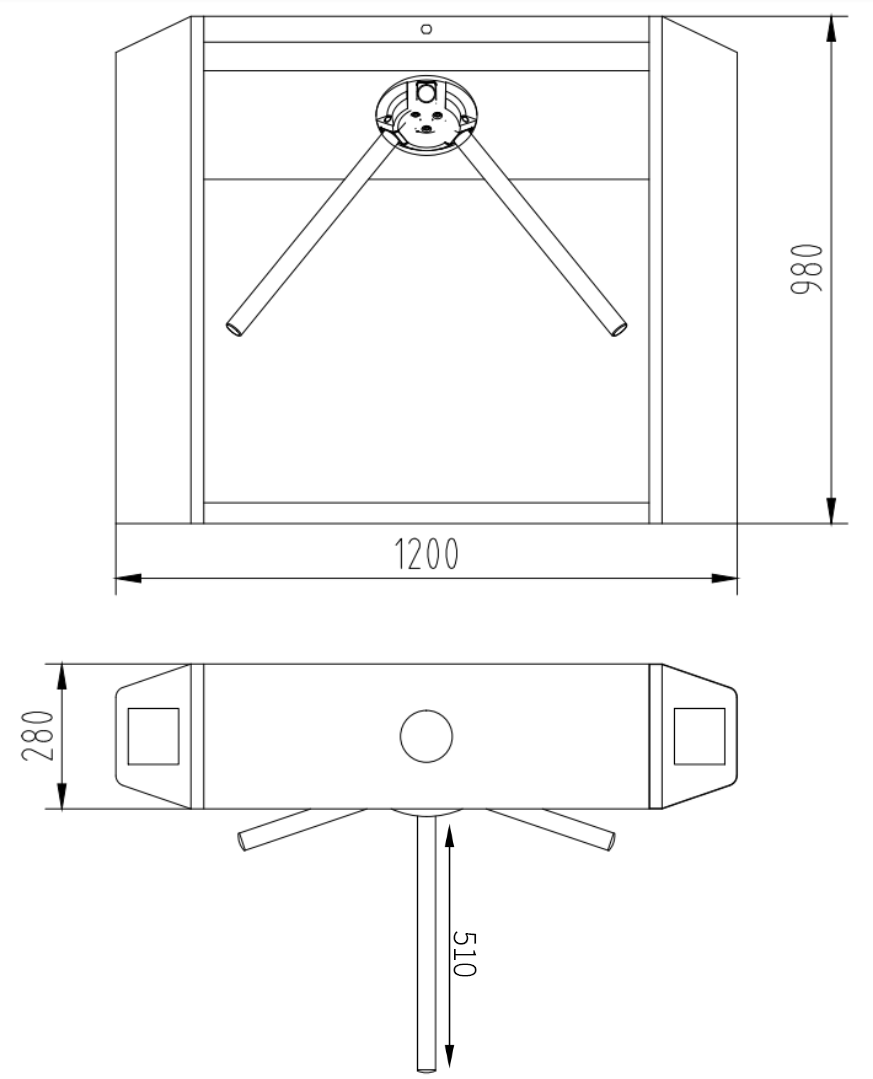 景區(qū)智能三輥閘（YJLH-S801）尺寸