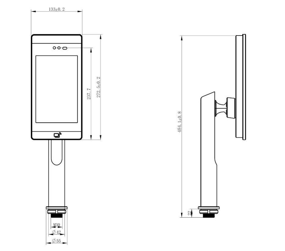 景區(qū)人臉識別一體機尺寸 